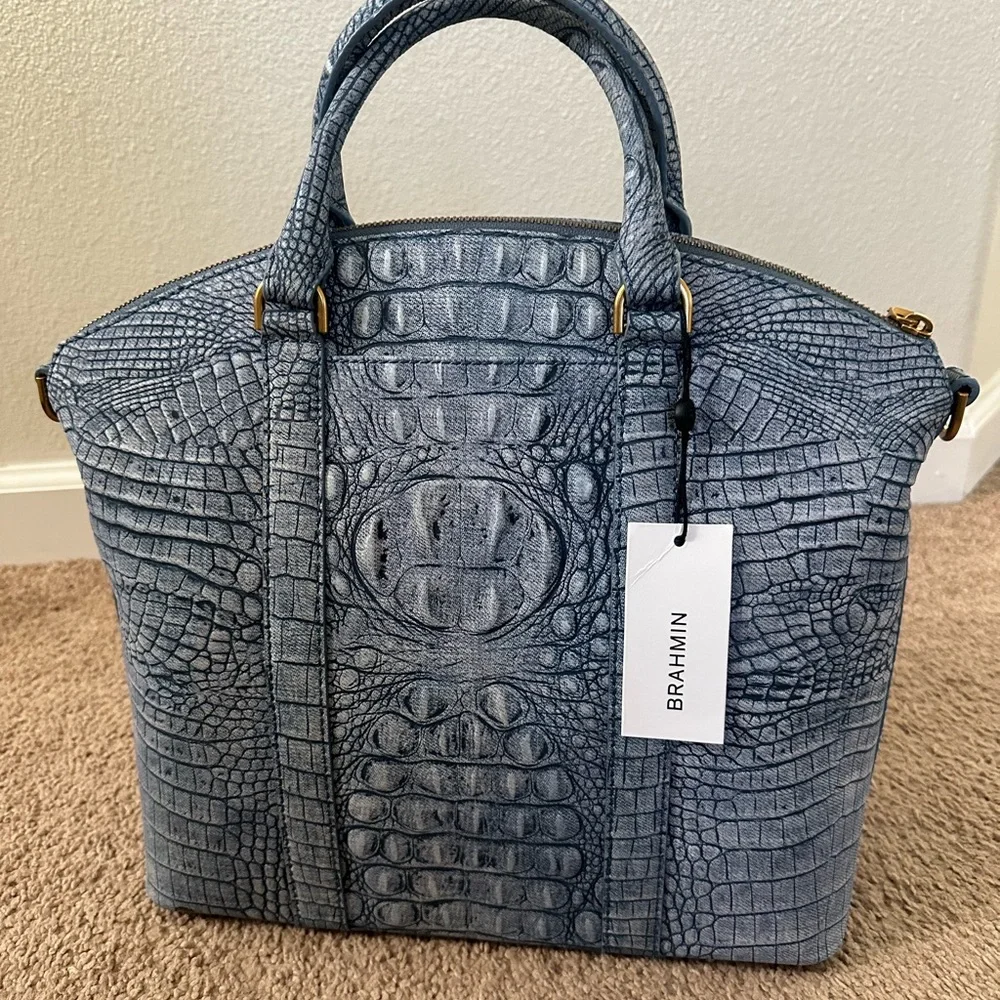 Brahmin Large Duxbury Satchel Light Denim Tetra - Picture 3 of 12